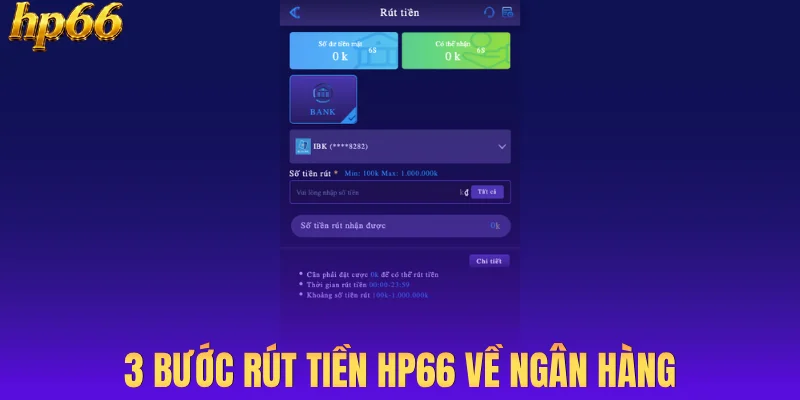 3 bước rút tiền HP66 về ngân hàng