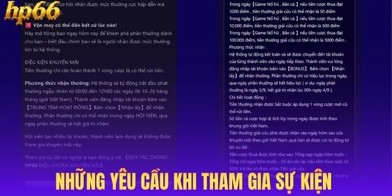 Những yêu cầu khi tham gia sự kiện